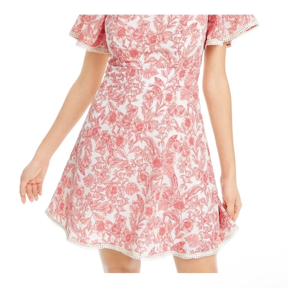 B Darlin Juniors Flutter Sleeve Floral Mini Summer Dress, Pink, Size 1/2 $69 NwT